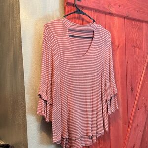 JODIFL Pink Striped Tunic Top